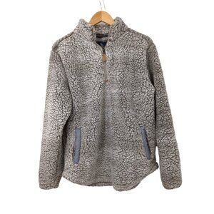 Simply Southern Fleece Jacket Womens M Brown Gray Pullover Quarter Zip‎ Cozy